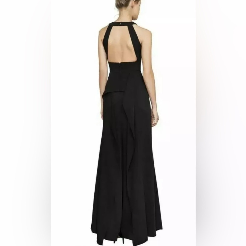 BCBG MAXAZRIA Black Bryleigh Halter Cutout Gown / Long Dress Size 10 - Picture 3 of 14